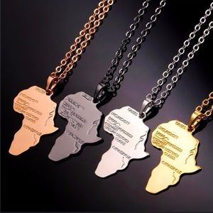Stainless Steel African Map Necklace
